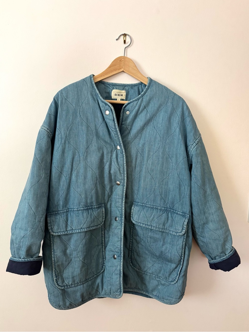 Sezane Farel Blue Quilted Jacket - Size EU 36 - Picture 2 of 7